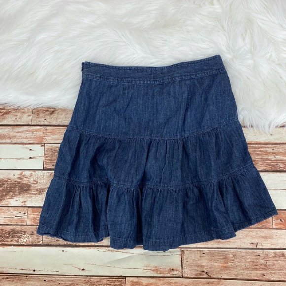 Ann Taylor Loft Chambray Ruffle Above Knee Skirt 0 - Picture 6 of 6